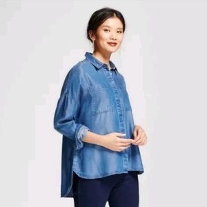 a new day Oversized Denim Button-Down Shirt